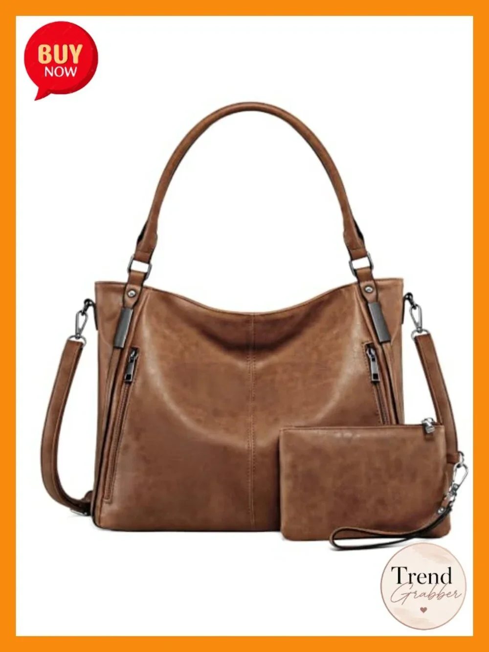 2 Piece Work Hobo Tote Laptop Crossbody Bag with Clutch Wallet